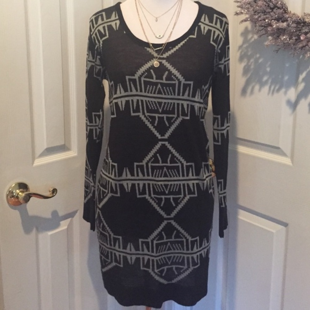 Black and gray long sweater